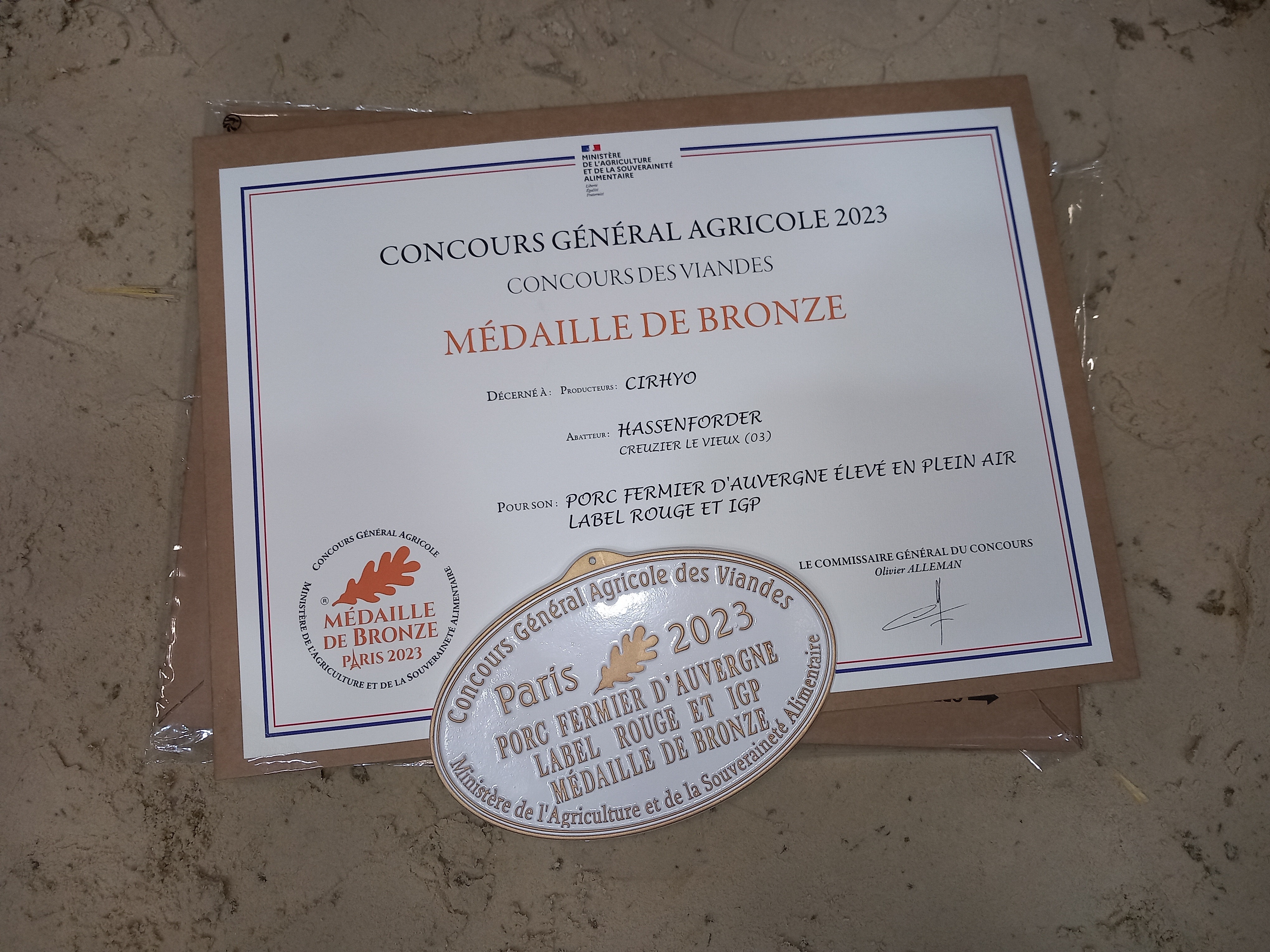 Une 4ème médaille pour le Porc Fermier d’Auvergne !